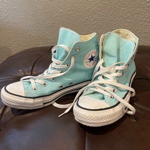 US Women's Size 7, Men's Size 5 Classic High-Top Converse Light Blue